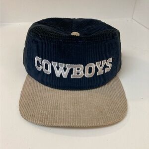 Vtg New Era Dallas Cowboys Corduroy Snapback Hat Cap Navy Blue NFL